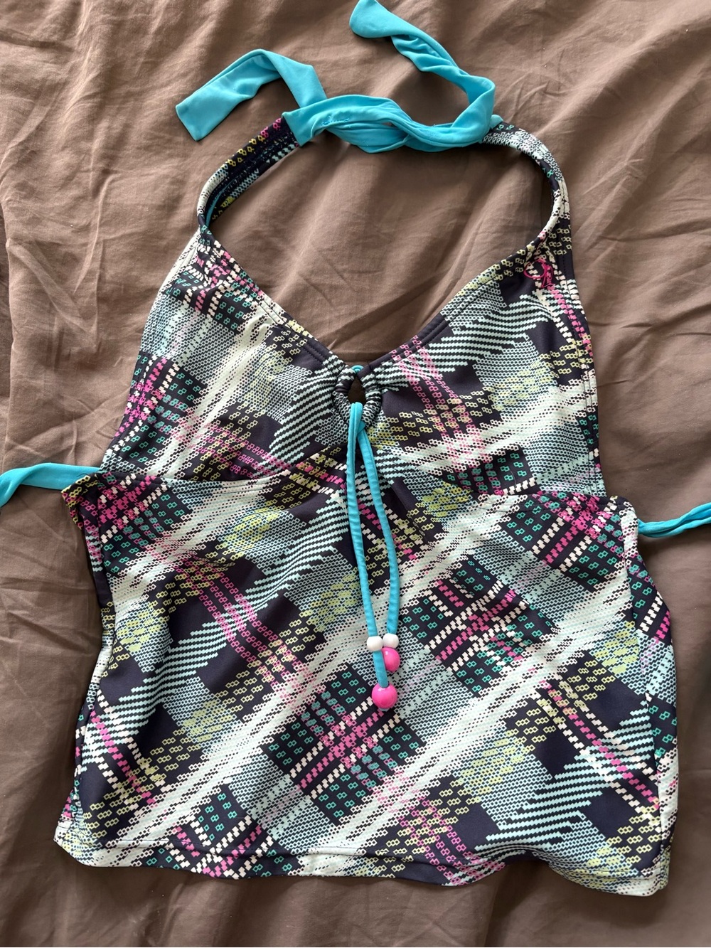 OP Pink Turquoise Surfer Girl 🏄‍♀️ Halter Swim Top